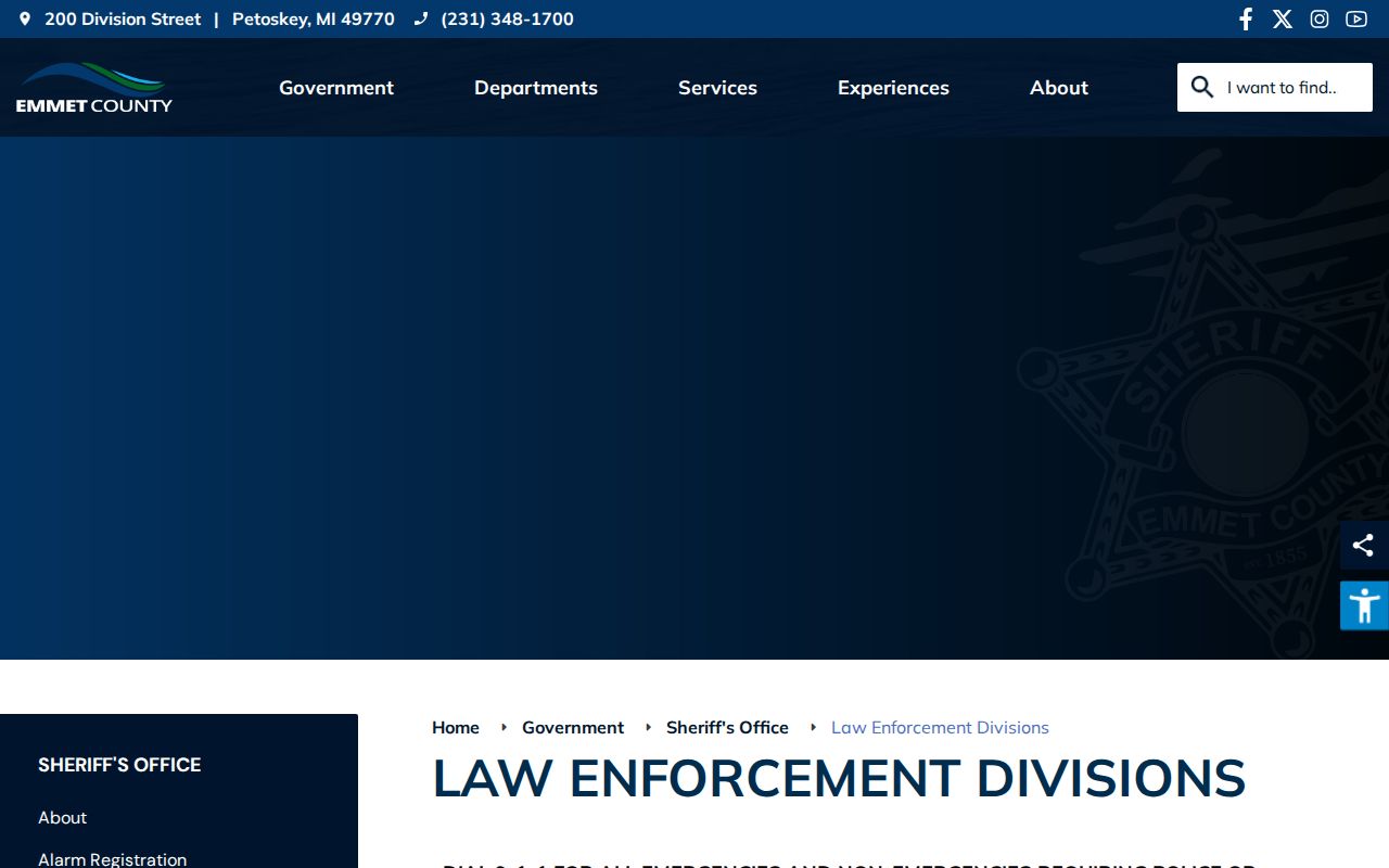 Emmet County Sheriff law enforcement divisions that serve arrest warrants
