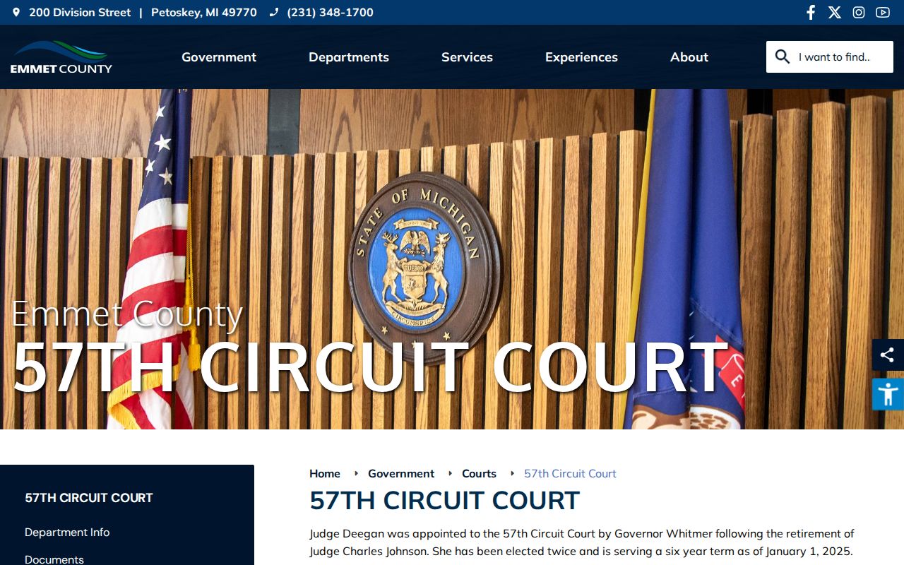Emmet County 57th Circuit Court page for felony arrest warrant cases