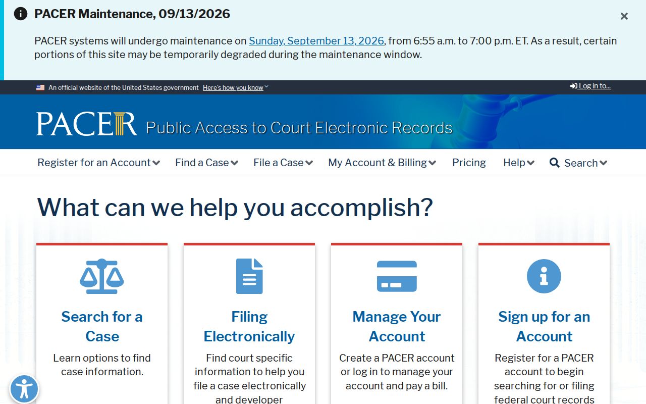 PACER federal case search used for arrest warrant records outside Emmet County