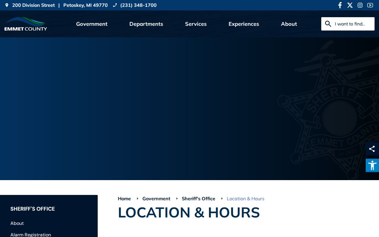Emmet County Sheriff office locations used for warrant and records questions